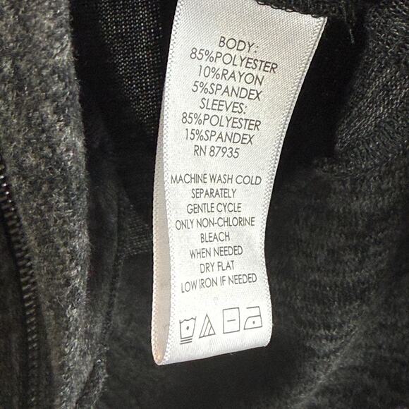 Logo Lori Goldstein Cardigan Women XS Charcoal Faux Suede Asymmetric Relaxed - Picture 6 of 8